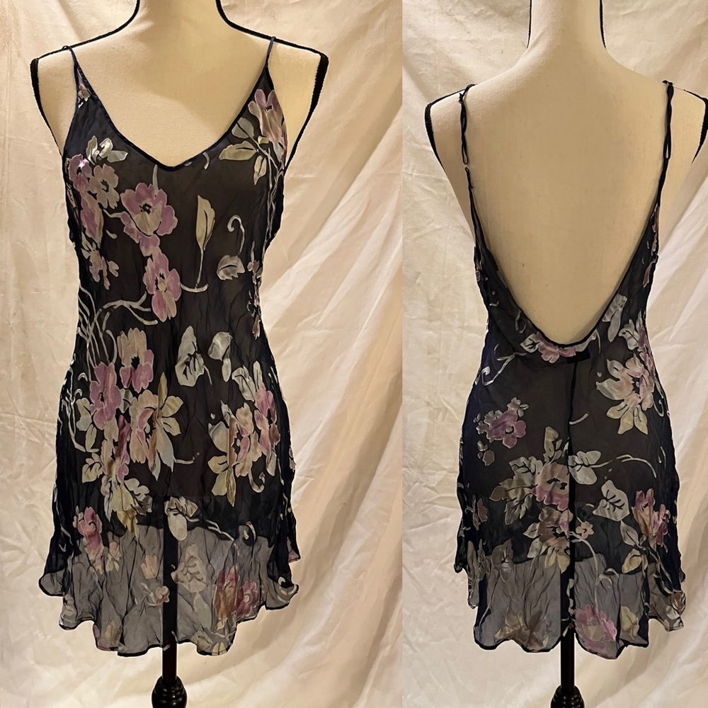 Vintage Fredericks silk sheer floral 🌸 slip dress